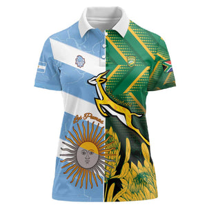 South Africa and Argentina Rugby Personalised Women Polo Shirt Sporty Style