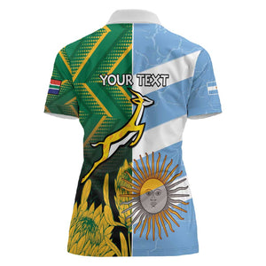 South Africa and Argentina Rugby Personalised Women Polo Shirt Sporty Style