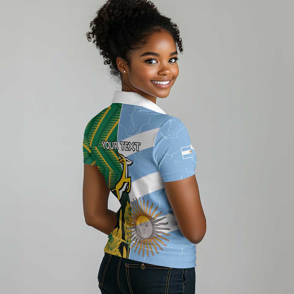 South Africa and Argentina Rugby Personalised Women Polo Shirt Sporty Style