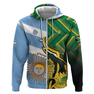 South Africa and Argentina Rugby Personalised Zip Hoodie Sporty Style