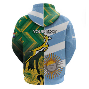 South Africa and Argentina Rugby Personalised Zip Hoodie Sporty Style
