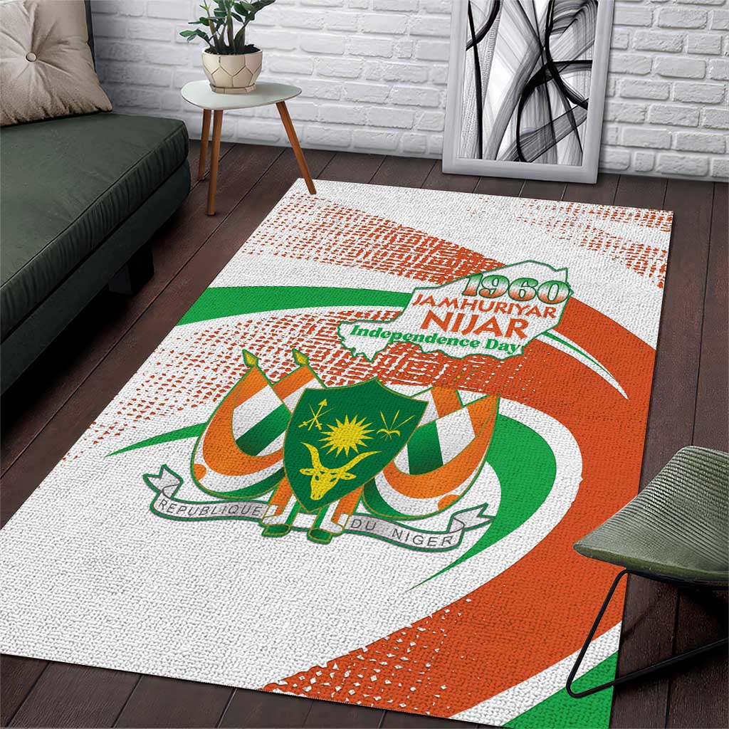 Happy Jamhuriyar Nijar Independence Day Area Rug Coat Of Arm With Niger Map
