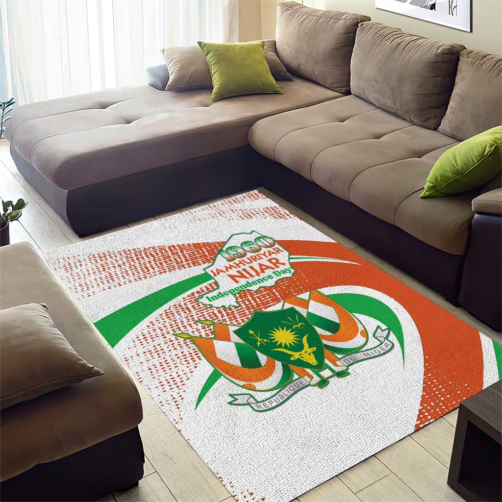 Happy Jamhuriyar Nijar Independence Day Area Rug Coat Of Arm With Niger Map
