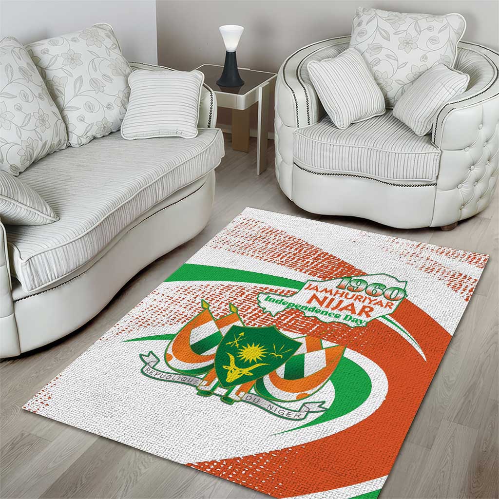Happy Jamhuriyar Nijar Independence Day Area Rug Coat Of Arm With Niger Map