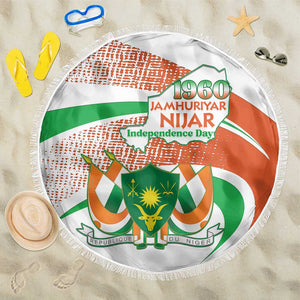 Happy Jamhuriyar Nijar Independence Day Beach Blanket Coat Of Arm With Niger Map