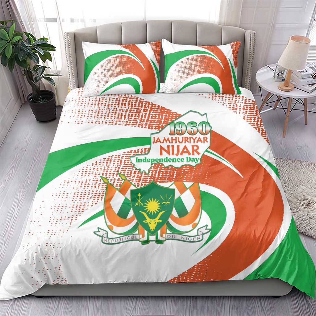 Happy Jamhuriyar Nijar Independence Day Bedding Set Coat Of Arm With Niger Map