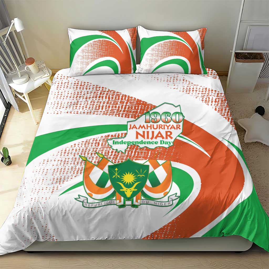 Happy Jamhuriyar Nijar Independence Day Bedding Set Coat Of Arm With Niger Map