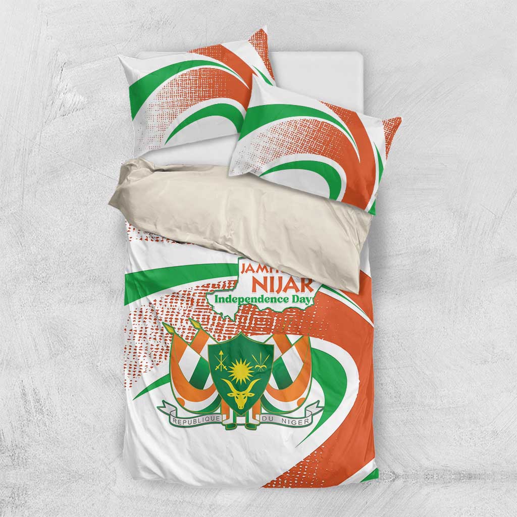 Happy Jamhuriyar Nijar Independence Day Bedding Set Coat Of Arm With Niger Map