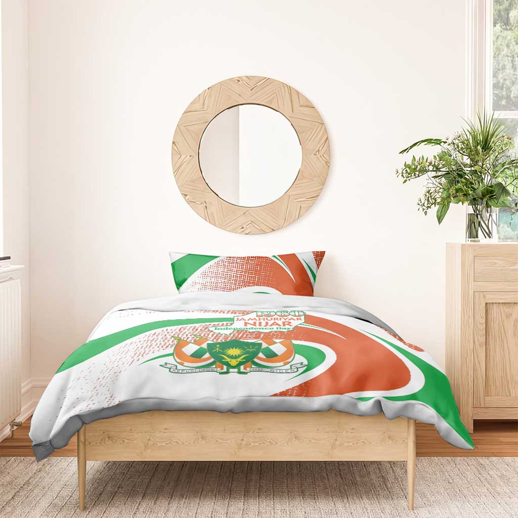 Happy Jamhuriyar Nijar Independence Day Bedding Set Coat Of Arm With Niger Map