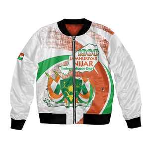 Personalized Happy Jamhuriyar Nijar Independence Day Bomber Jacket Coat Of Arm With Niger Map
