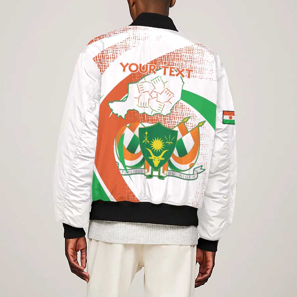 Personalized Happy Jamhuriyar Nijar Independence Day Bomber Jacket Coat Of Arm With Niger Map