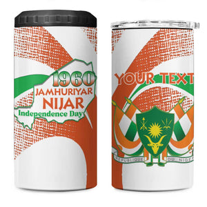 Personalized Happy Jamhuriyar Nijar Independence Day 4 in 1 Can Cooler Tumbler Coat Of Arm With Niger Map