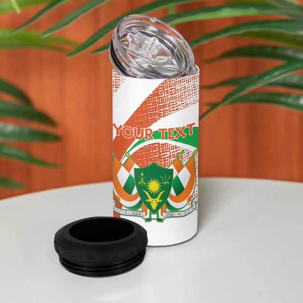 Personalized Happy Jamhuriyar Nijar Independence Day 4 in 1 Can Cooler Tumbler Coat Of Arm With Niger Map