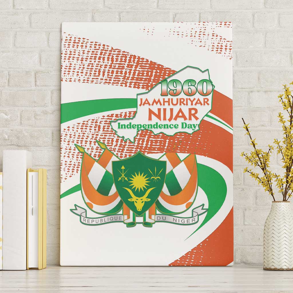 Happy Jamhuriyar Nijar Independence Day Canvas Wall Art Coat Of Arm With Niger Map