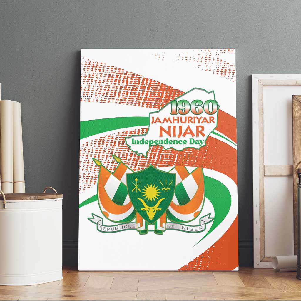 Happy Jamhuriyar Nijar Independence Day Canvas Wall Art Coat Of Arm With Niger Map