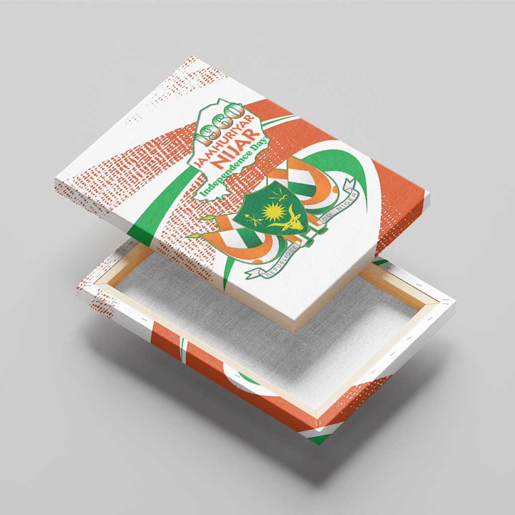 Happy Jamhuriyar Nijar Independence Day Canvas Wall Art Coat Of Arm With Niger Map