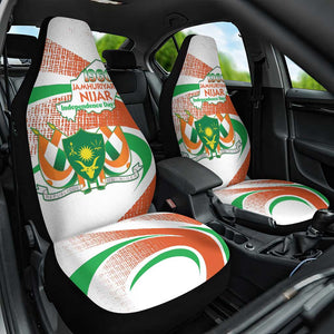 Happy Jamhuriyar Nijar Independence Day Car Seat Cover Coat Of Arm With Niger Map