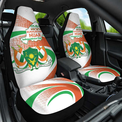 Happy Jamhuriyar Nijar Independence Day Car Seat Cover Coat Of Arm With Niger Map