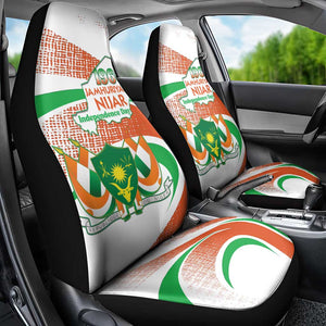 Happy Jamhuriyar Nijar Independence Day Car Seat Cover Coat Of Arm With Niger Map