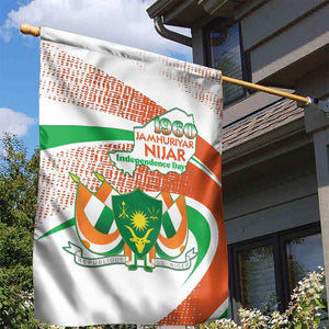 Happy Jamhuriyar Nijar Independence Day Garden Flag Coat Of Arm With Niger Map