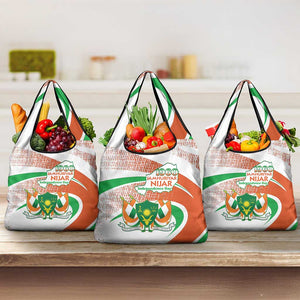 Happy Jamhuriyar Nijar Independence Day Grocery Bag Coat Of Arm With Niger Map