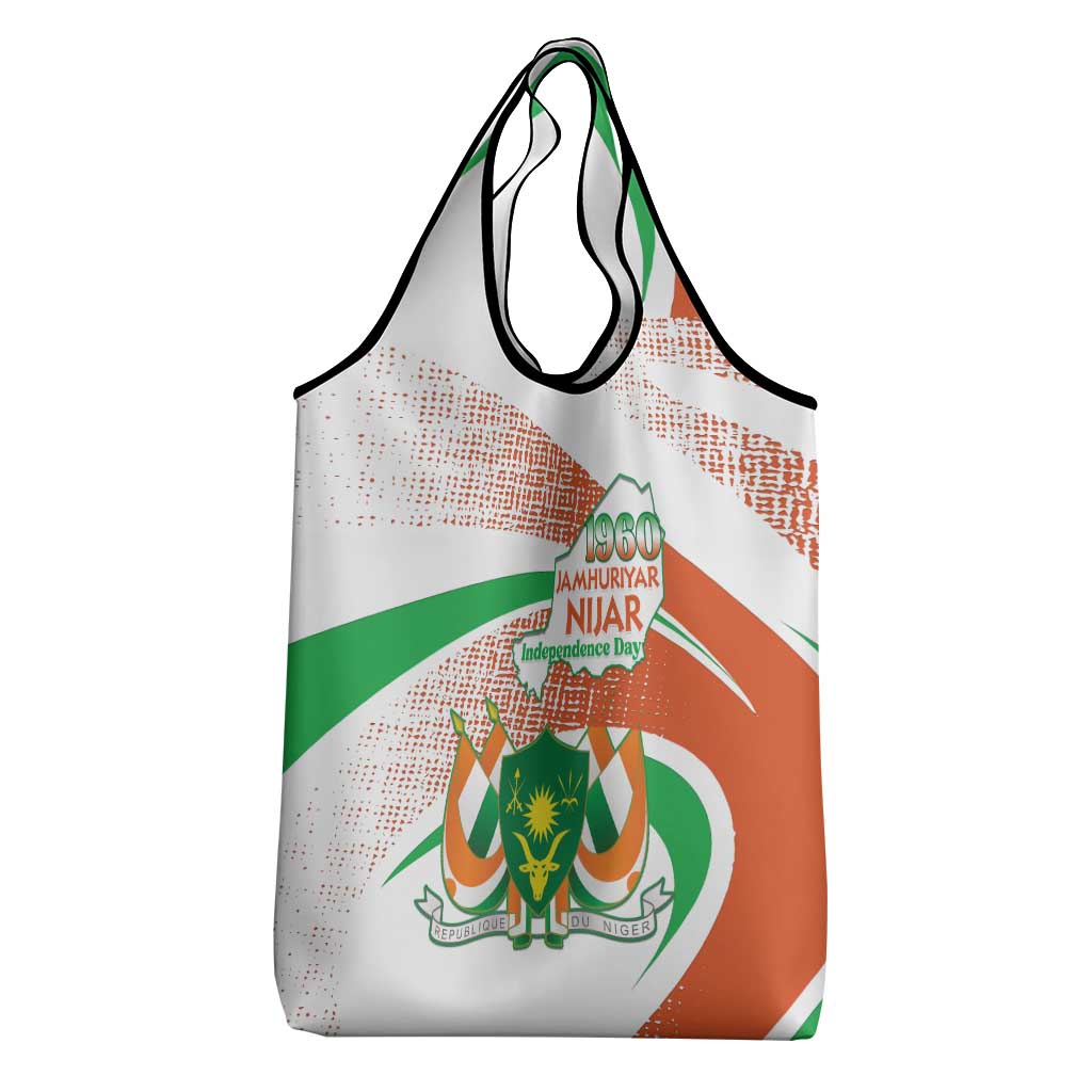 Happy Jamhuriyar Nijar Independence Day Grocery Bag Coat Of Arm With Niger Map