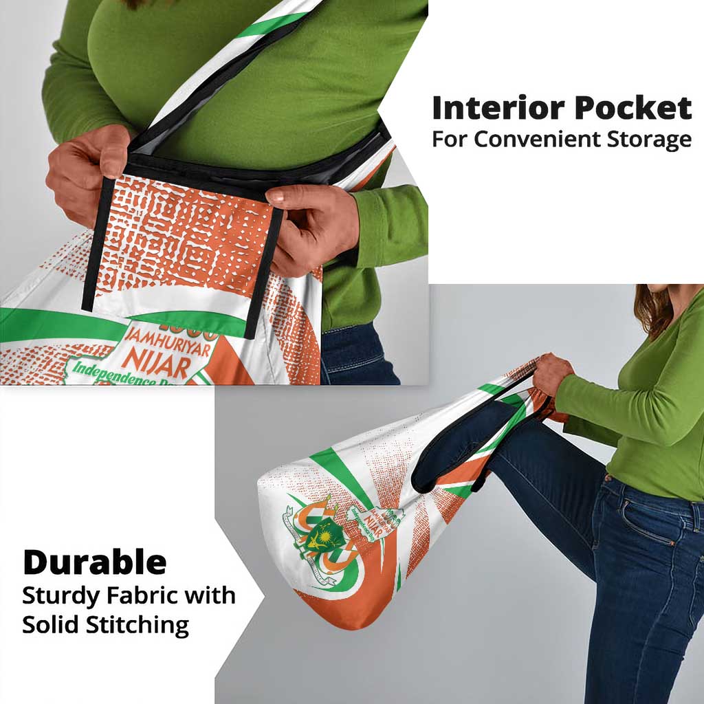 Happy Jamhuriyar Nijar Independence Day Grocery Bag Coat Of Arm With Niger Map