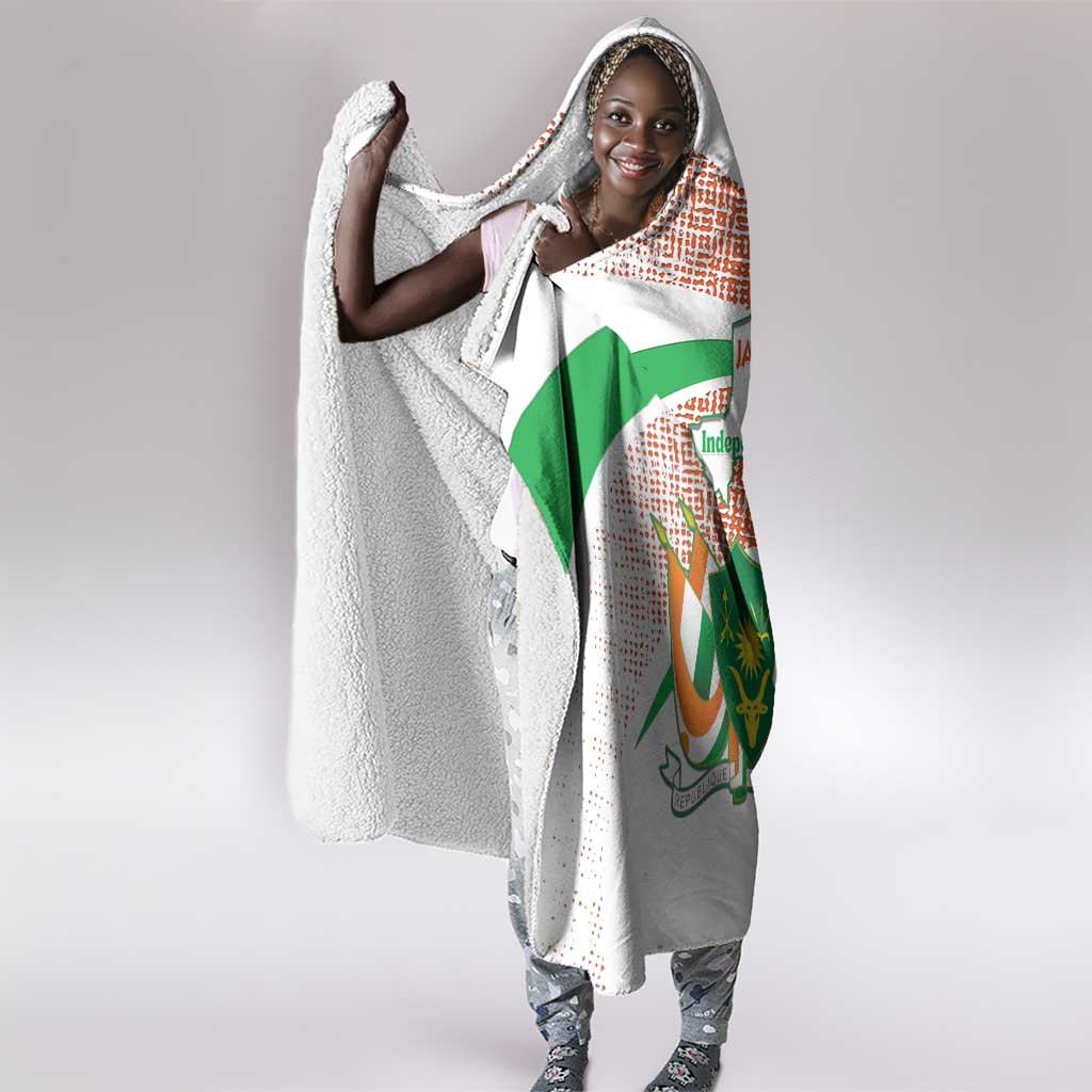 Happy Jamhuriyar Nijar Independence Day Hooded Blanket Coat Of Arm With Niger Map