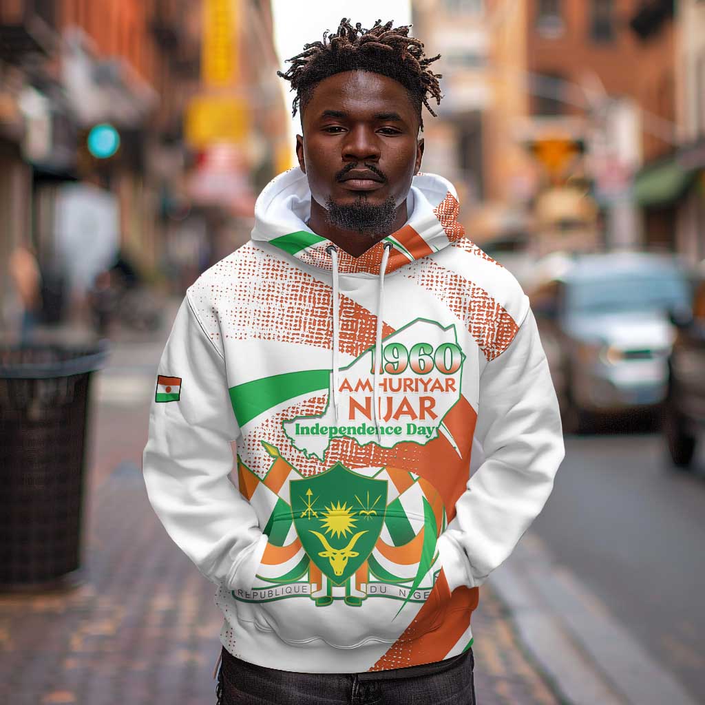 Personalized Happy Jamhuriyar Nijar Independence Day Hoodie Coat Of Arm With Niger Map