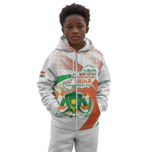 Personalized Happy Jamhuriyar Nijar Independence Day Kid Hoodie Coat Of Arm With Niger Map