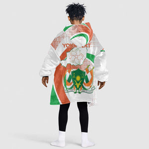 Personalized Happy Jamhuriyar Nijar Independence Day Kid Wearable Blanket Hoodie Coat Of Arm With Niger Map