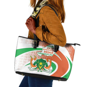 Happy Jamhuriyar Nijar Independence Day Leather Tote Bag Coat Of Arm With Niger Map