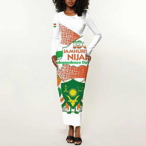 Personalized Happy Jamhuriyar Nijar Independence Day Long Sleeve Bodycon Dress Coat Of Arm With Niger Map