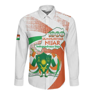 Personalized Happy Jamhuriyar Nijar Independence Day Long Sleeve Button Shirt Coat Of Arm With Niger Map