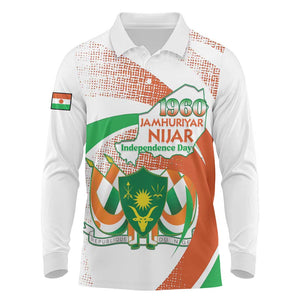 Personalized Happy Jamhuriyar Nijar Independence Day Long Sleeve Polo Shirt Coat Of Arm With Niger Map