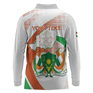 Personalized Happy Jamhuriyar Nijar Independence Day Long Sleeve Polo Shirt Coat Of Arm With Niger Map