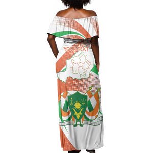 Personalized Happy Jamhuriyar Nijar Independence Day Off Shoulder Maxi Dress Coat Of Arm With Niger Map