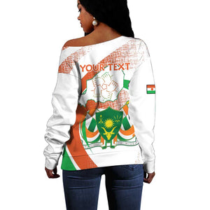 Personalized Happy Jamhuriyar Nijar Independence Day Off Shoulder Sweater Coat Of Arm With Niger Map