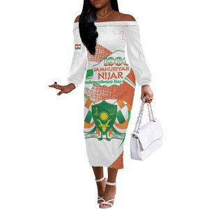 Personalized Happy Jamhuriyar Nijar Independence Day Off The Shoulder Long Sleeve Dress Coat Of Arm With Niger Map