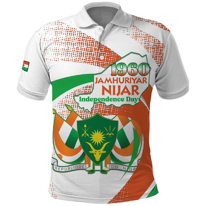 Personalized Happy Jamhuriyar Nijar Independence Day Polo Shirt Coat Of Arm With Niger Map