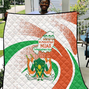 Happy Jamhuriyar Nijar Independence Day Quilt Coat Of Arm With Niger Map