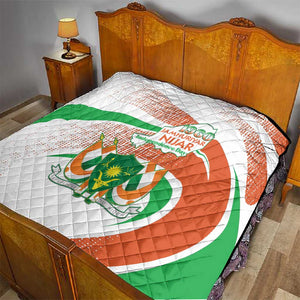 Happy Jamhuriyar Nijar Independence Day Quilt Coat Of Arm With Niger Map
