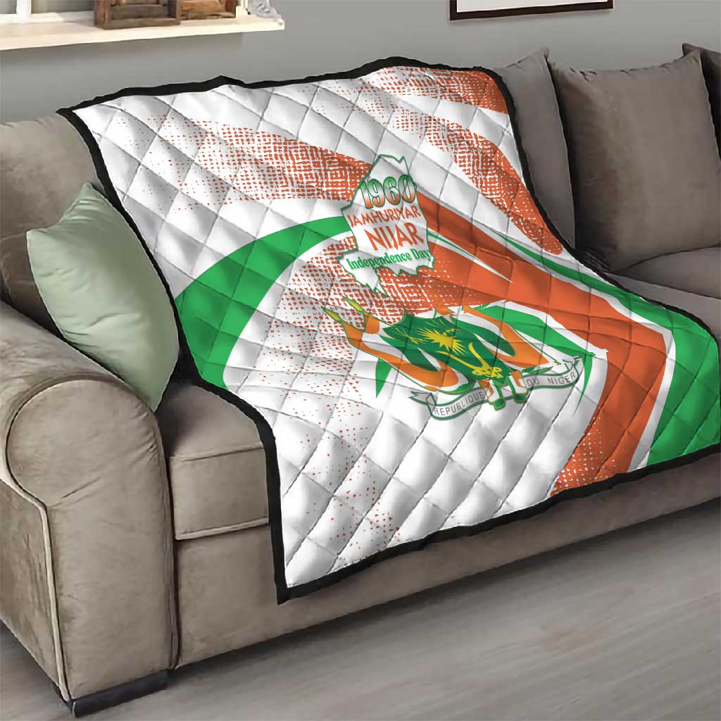 Happy Jamhuriyar Nijar Independence Day Quilt Coat Of Arm With Niger Map
