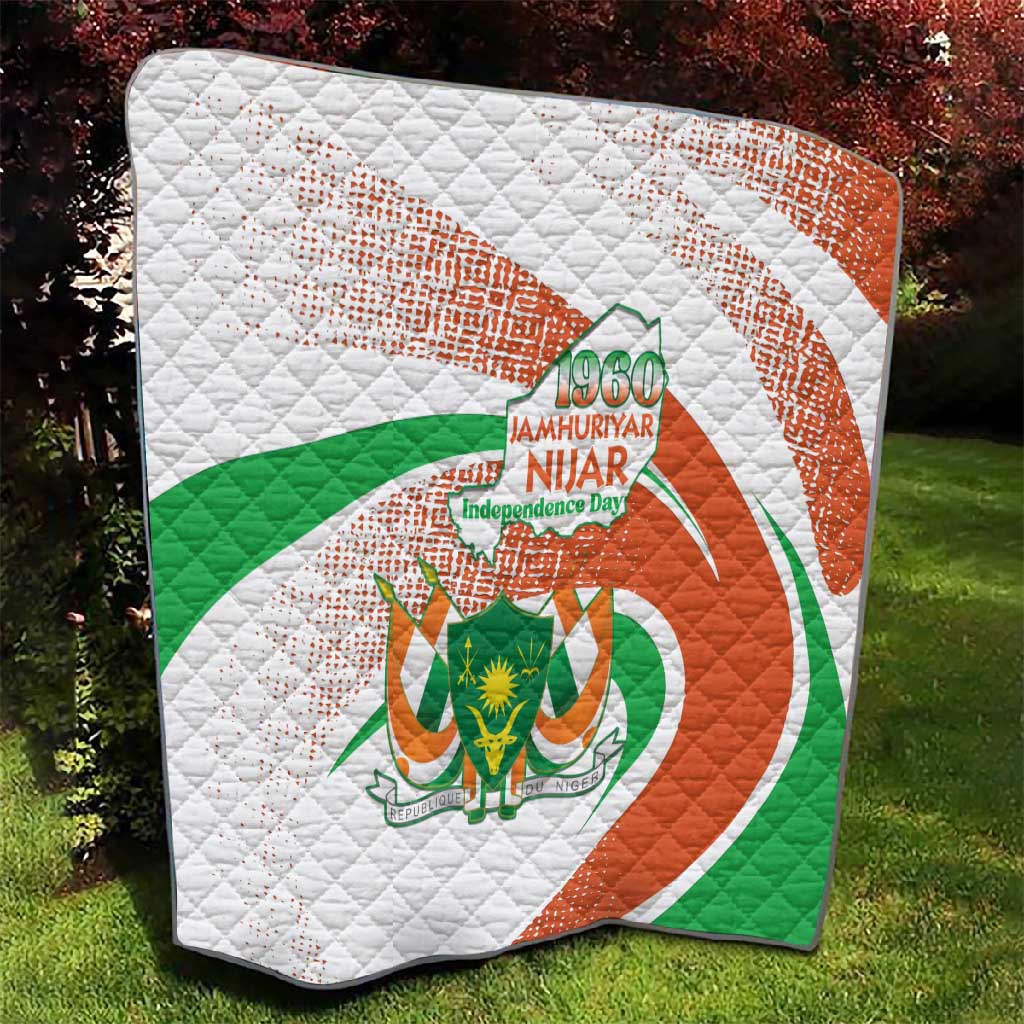 Happy Jamhuriyar Nijar Independence Day Quilt Coat Of Arm With Niger Map