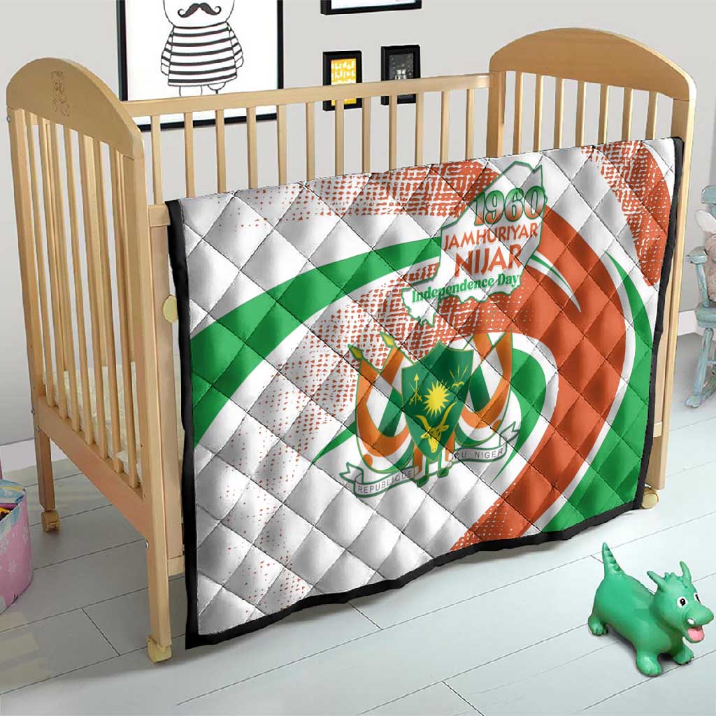 Happy Jamhuriyar Nijar Independence Day Quilt Coat Of Arm With Niger Map