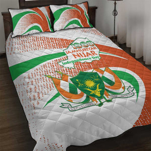 Happy Jamhuriyar Nijar Independence Day Quilt Bed Set Coat Of Arm With Niger Map