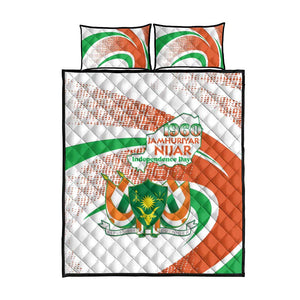 Happy Jamhuriyar Nijar Independence Day Quilt Bed Set Coat Of Arm With Niger Map