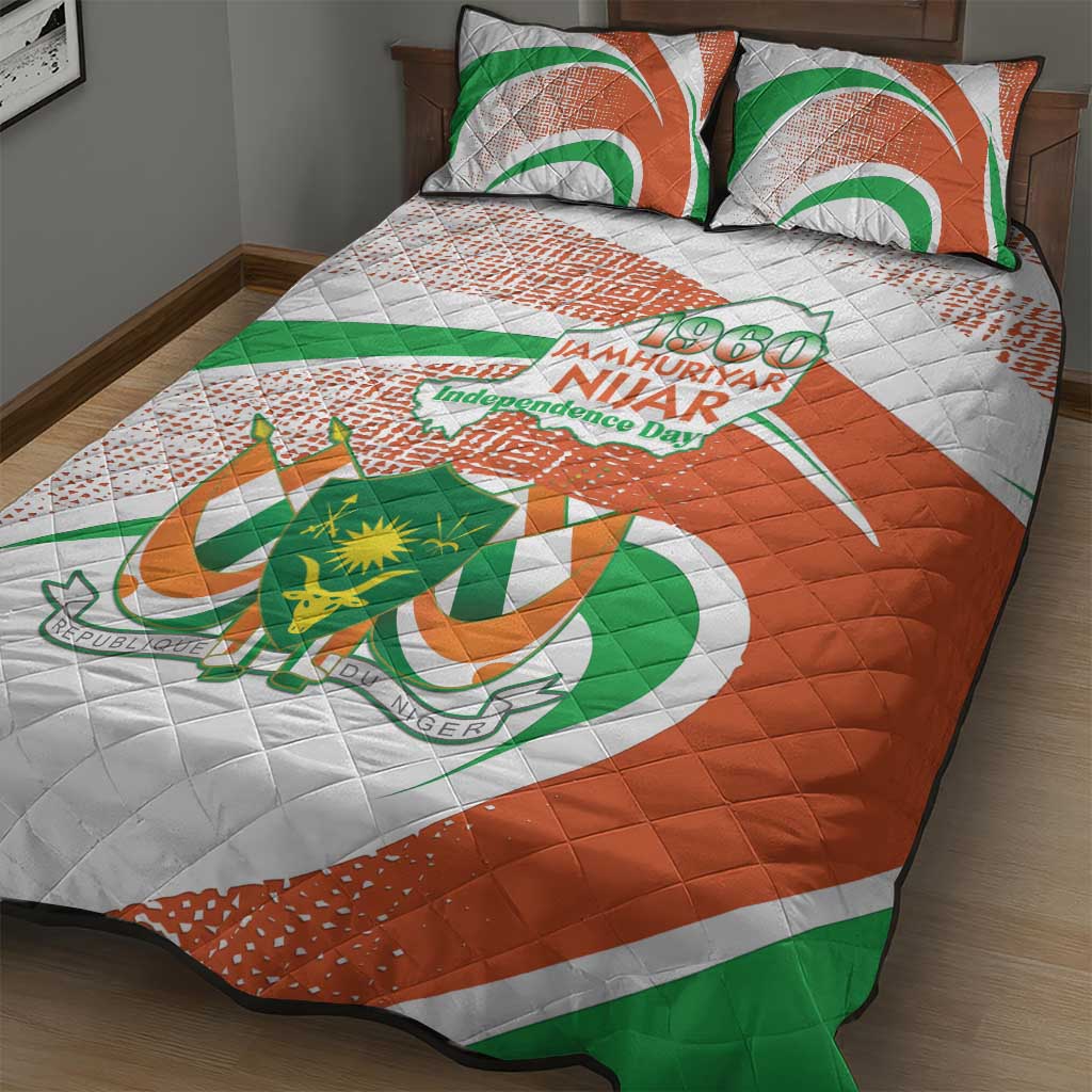 Happy Jamhuriyar Nijar Independence Day Quilt Bed Set Coat Of Arm With Niger Map