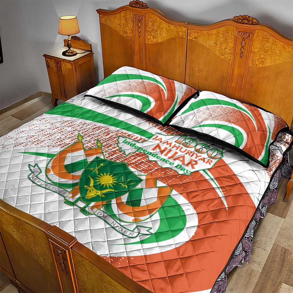 Happy Jamhuriyar Nijar Independence Day Quilt Bed Set Coat Of Arm With Niger Map