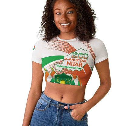 Personalized Happy Jamhuriyar Nijar Independence Day Raglan Cropped T shirt Coat Of Arm With Niger Map